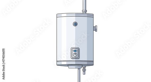 Modern water heater illustration, efficient home appliance for warm water