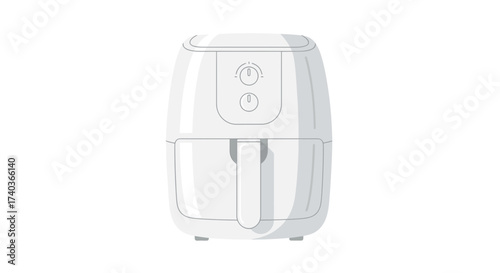 Modern White Air Fryer Isolated on White Background Vector Illustration