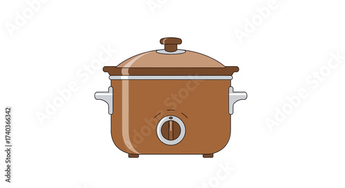 Stylish brown slow cooker with lid for easy cooking preparation