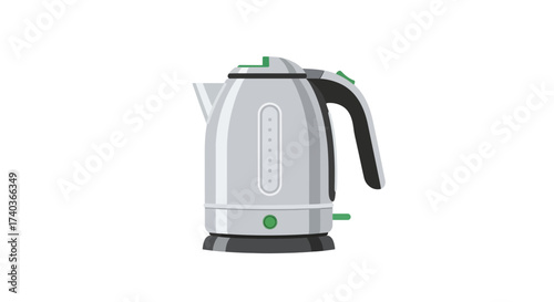 Stylish electric kettle with modern design and green accents illustration