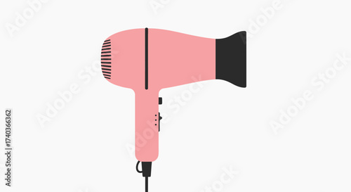 Stylish pink hair dryer vector illustration against a white backdrop