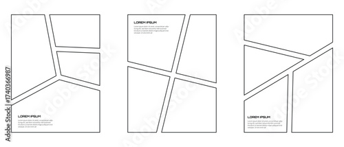 Line Style Photo Collage With Comic Frame use For Postes Moodboard