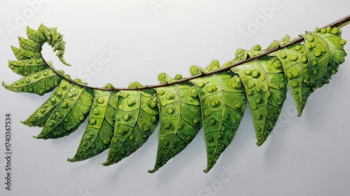 Spiral fern leaf closeup