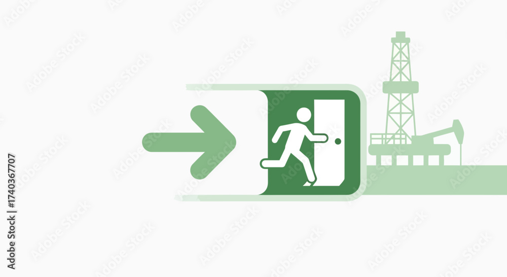 Fototapeta premium Abstract Conceptualization Depicting an Emergency Exit From Oil Industry