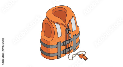 A cartoon life vest and a whistle on a white background vector art