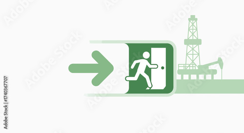 Abstract Conceptualization Depicting an Emergency Exit From Oil Industry