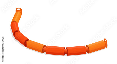Artistic representation of a segmented cylindrical shape in orange hues