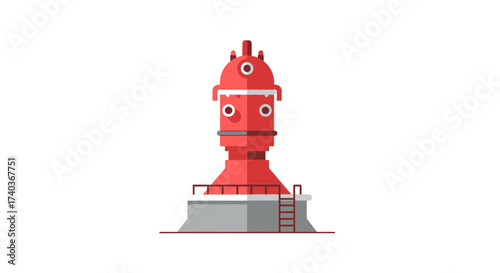 Cartoonish industrial plant facility illustrated in flat design style