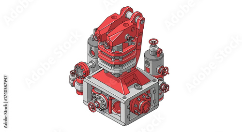 Detailed isometric vector illustration of an industrial machine part