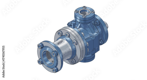 Detailed technical illustration of a complex industrial pump assembly