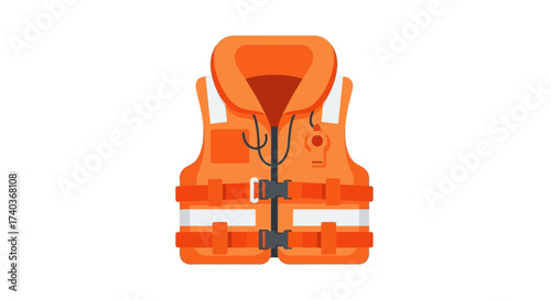 Illustration of an orange life vest with reflectors for water safety