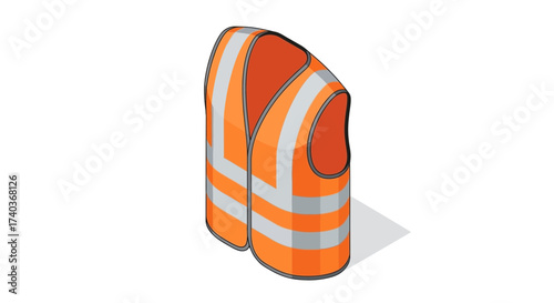 Illustrative safety vest, vivid orange with reflective elements on display