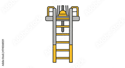 Industrial Elevated Ladder Structure with Safety Railings and Platform View
