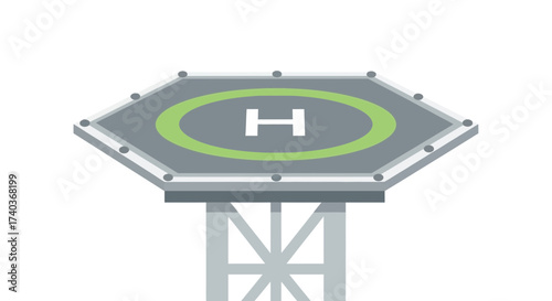 Isolated cartoon helipad platform for aircraft landing destination area