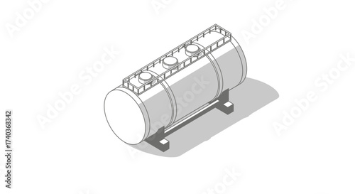 Isometric illustration of a storage tank for industrial liquid resources