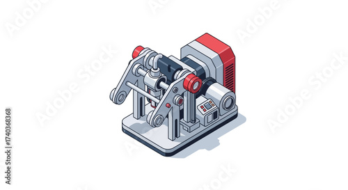 Isometric illustration of an advanced technical machine on white background