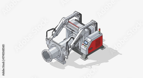 Isometric industrial automated machine perfect for illustrating robotics
