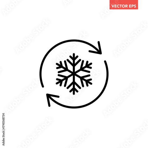 Black freezer control line icon, auto cooling or defrost, conditioning car or house flat design vector pictogram vector for app web website button ui ux interface elements isolated on white background