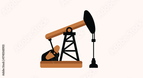 Oil Derrick Pumping Unit Illustration Against a Neutral Background