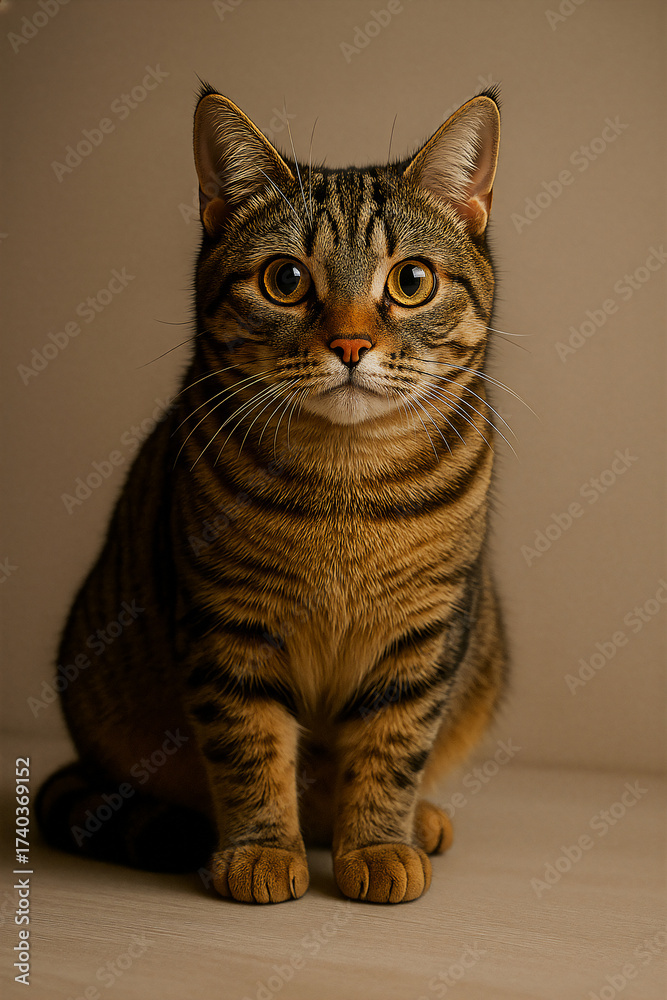 Obraz premium A photo of a Tabby Cat in a flat background