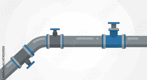 Stylized illustration of a plumbing system with pipes and valves