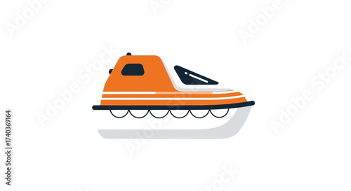 Stylized Lifeguard Boat Illustration on a Clean White Background
