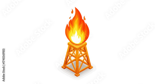 Stylized Oil Rig Flare Illustrating Energy and Industrial Concepts