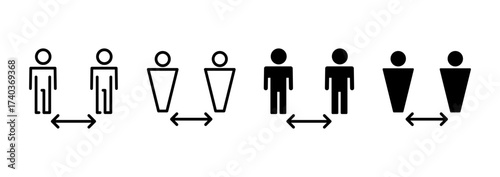 Social distance icon vector. social distancing sign and symbol. self quarantine sign