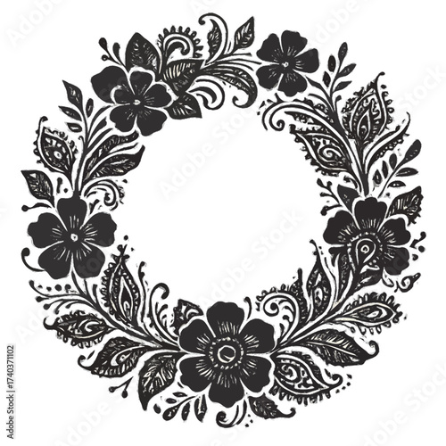 vector floral frame mehndi style 