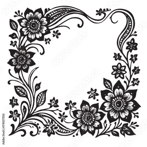 vector floral frame mehndi style 