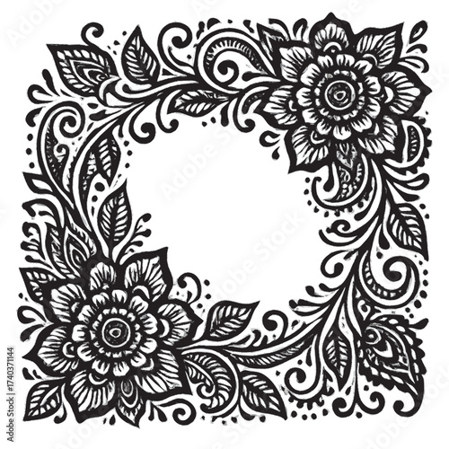 vector floral frame mehndi style 