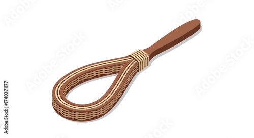 Artisanal wooden whisk with looped design for culinary creativity