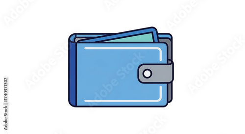 Simple illustration of a blue wallet with cash, symbolizing finance, savings, and money management