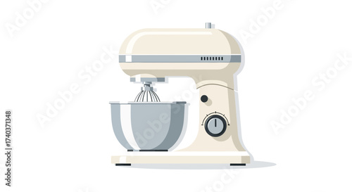 Elegant cream colored stand mixer illustration on a clean white background