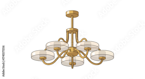 Elegant golden chandelier with simple design suitable for any interior