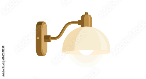 Elegant wall lamp illustration with a soft, ambient glow and warm tones
