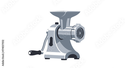 Isolated manual meat grinder with handle, kitchen utensil concept art