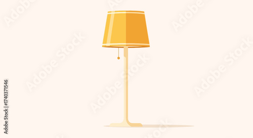 Isolated yellow floor lamp on light background, interior decoration idea