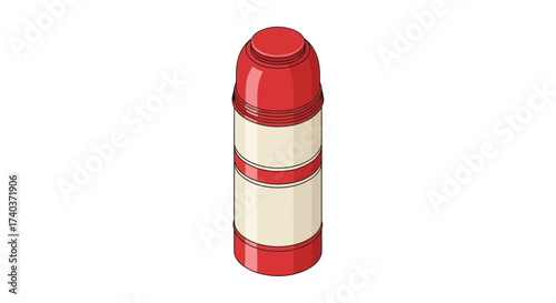 Red and Cream Insulated Drink Container on Isolated White Background
