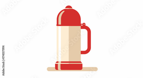 Red and Beige Vintage Thermos Illustration, Simple Minimalist Design
