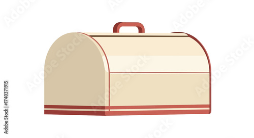 Retro aesthetic lunchbox with curved top and minimalist design elements