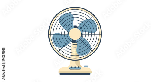 Retro electric fan illustration, vintage cooler appliance concept design