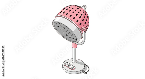 Retro futuristic hair dryer isolated in white background illustration
