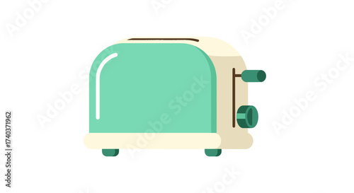 Retro kitchen toaster appliance illustration in stylish green and cream colors