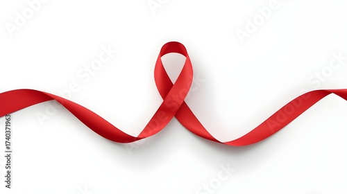 World Aids Day concept with red ribbon of aids awareness on white background. 1st December. Vector illustration.