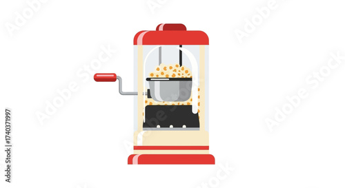 Retro popcorn machine illustration with vintage design and bright colors