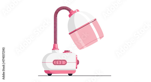 Stylish Pink and White Hood Hair Dryer Isolated on a Clean Background