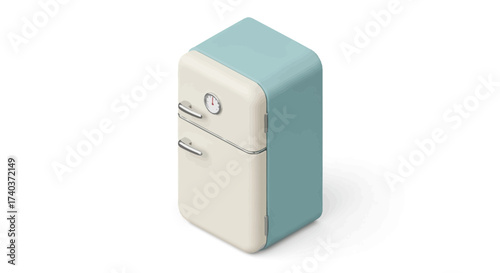 Stylish retro refrigerator in pastel colors, perfect for vintage design