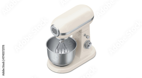 Stylish stand mixer in isometric perspective, baking appliance icon