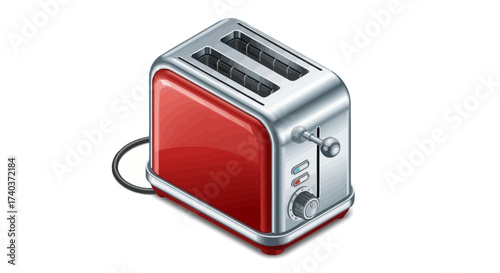 Stylish Two-Slice Toaster Illustrating Retro Kitchen Appliance Design